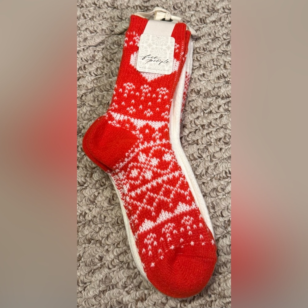 NWT Free People Nordic Knit Sock Bundle - red combo - One Size / ALL - Picture 9 of 12